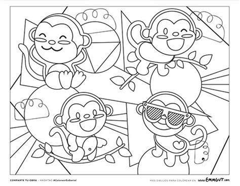 Dibujos de Monos para Colorear e Imprimir Infantiles   Emmgut