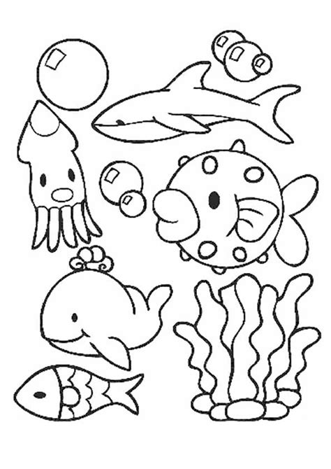 Dibujos de peces y animales marinos para colorear