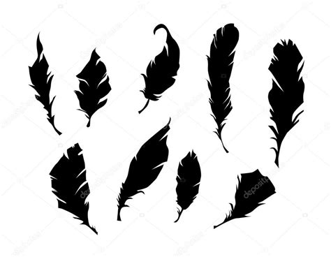 dibujos de plumas negras — Vector de stock © AlsouSh ...