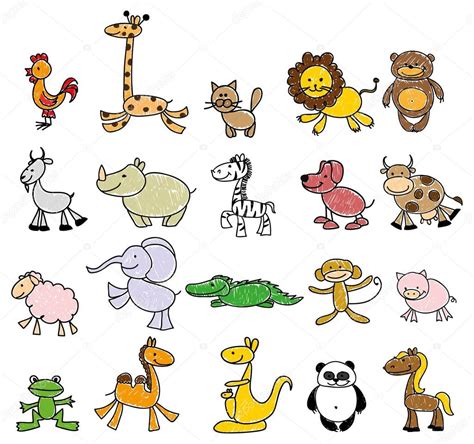dibujos infantiles de animales doodle — Vector de stock ...