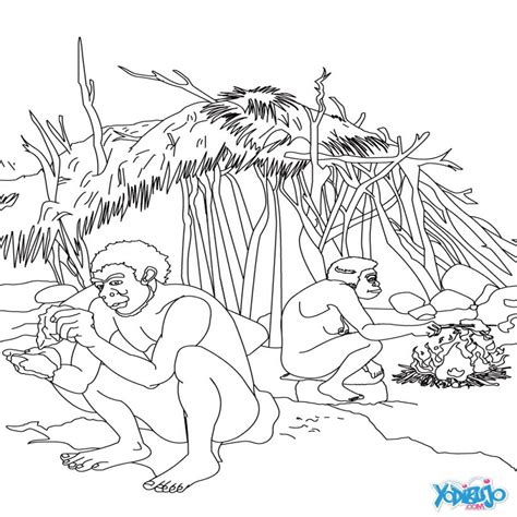 Dibujos Para Colorear Hombres Prehistoricos Trabajando Es ...