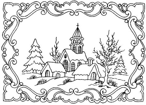 Dibujos para colorear para adultos Paisaje de invierno ...
