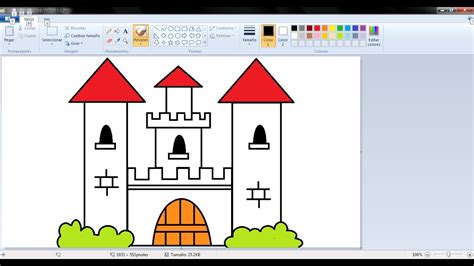 Dibujos para niños con Paint: Cómo dibujar un castillo con ...