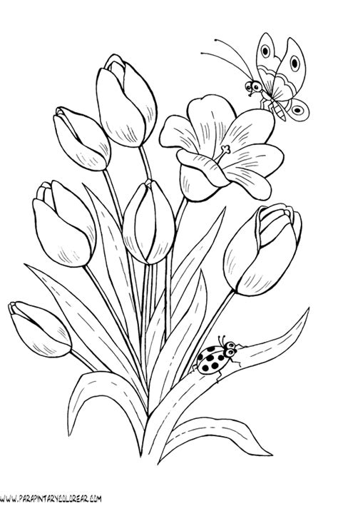 dibujos para pintar de flores tulipanes 019 | Art ...