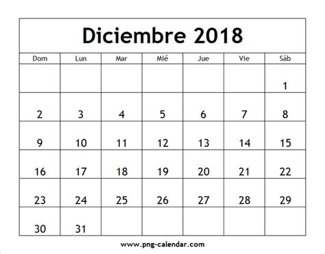 Diciembre Calendario 2018 Imprimir | Spanish Calendar 2018 ...