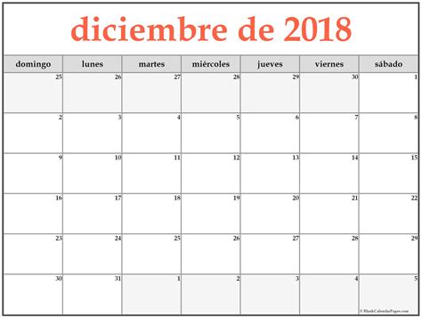 diciembre de 2018 calendario gratis | Calendario de