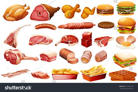 Different Kind Meat Food Illustration Stock Vector ...
