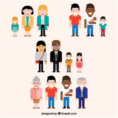 Different Types of Families Collection Vector | Free Download