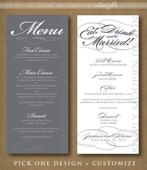 dinner menu, cocktail menu, wedding, wedding menu ...