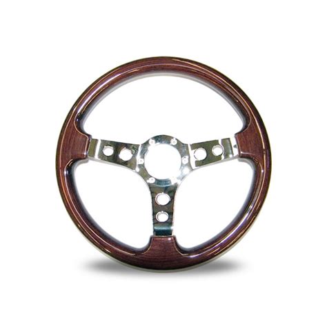 Dino Woodgrain Chrome Spoke Steering Wheel