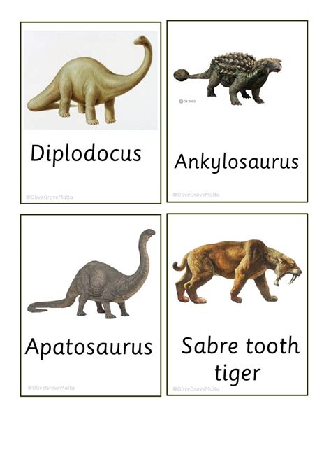 Dinosaur Name Cards | Dinosaur pictures and Picture cards
