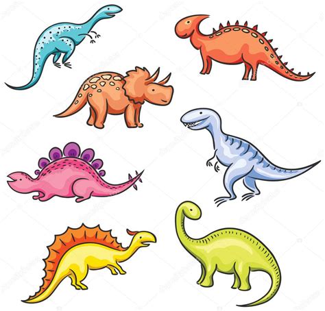 dinosaurios coloridos dibujos animados — Archivo Imágenes ...