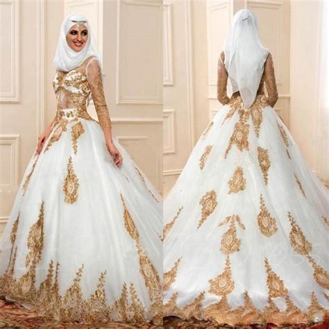 Discount Modern Muslim Wedding Dresses 3/4 Sleeves With ...