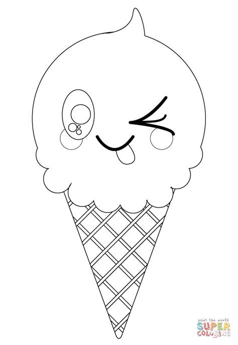 Disegno di Cono gelato Kawaii da colorare | Disegni da ...