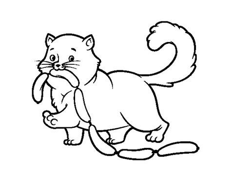 Disegno di Gatto con salsiccia da Colorare   Acolore.com
