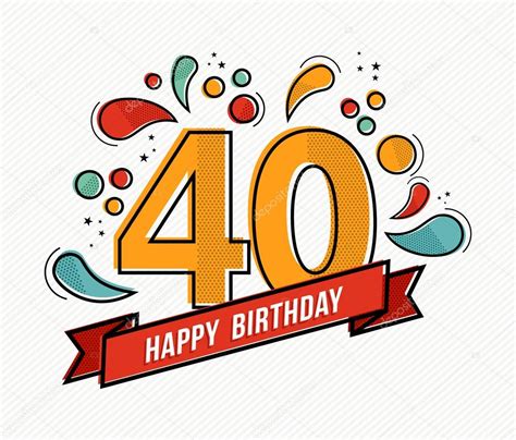 Diseño de línea plana colorido feliz cumpleaños número 40 ...