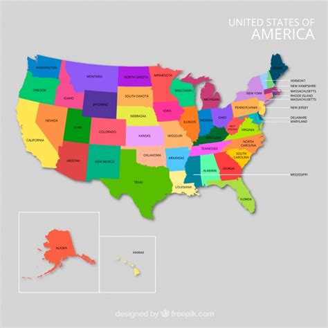 Diseño de mapa de estados unidos con colores vivos ...