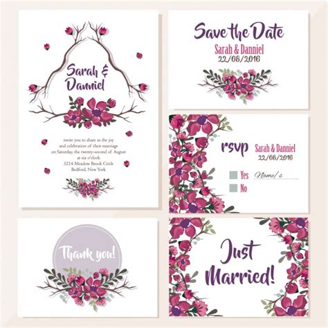 Diseño floral de invitaciones de boda | Descargar Vectores ...