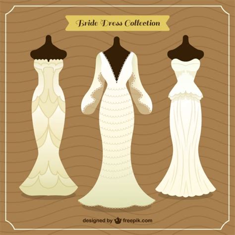 Diseños planos de colección de vestidos de novia ...