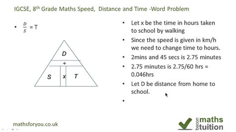Distance, speed and time word problem   iGCSE, GCSE, 8th ...