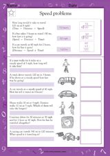 Distance & Speed Word Problems II Worksheet  Grade 5 ...