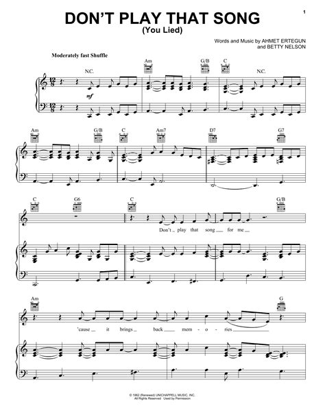 Don t Play That Song You Lied sheet music by Aretha ...