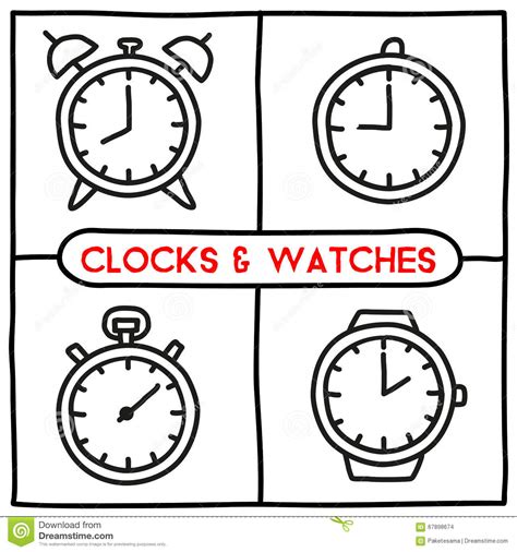 Doodle Clock Icons Set Stock Vector Image: 67898674