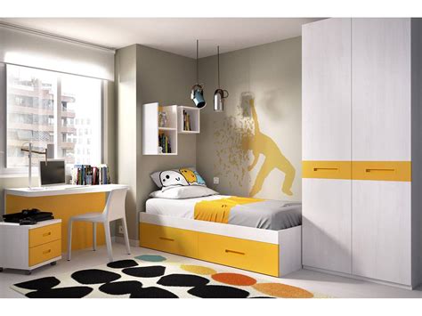 Dormitorio juvenil colores arce mostaza