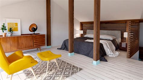 Dormitorio moderno en la buhardilla