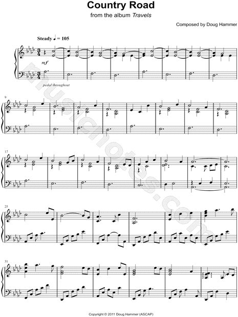 Doug Hammer  Country Road  Sheet Music  Piano Solo  in Ab ...