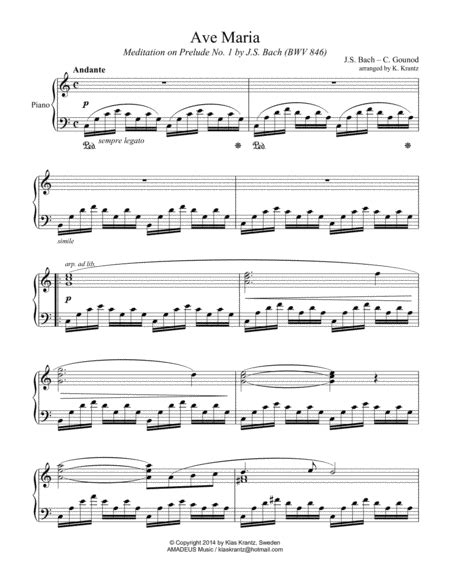 Download Ave Maria  Bach Gounod  For Piano Solo Sheet ...