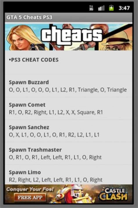 Download GTA 5 CHEATS PS3 for Android by App Bundy   Appszoom