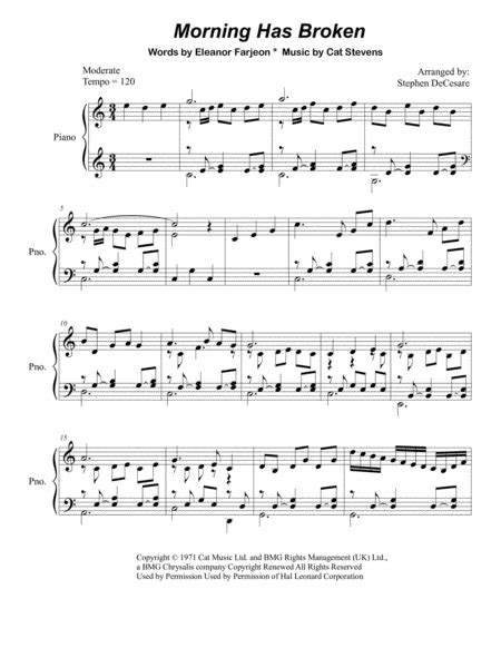 Download Morning Has Broken  Piano Solo  Sheet Music By ...