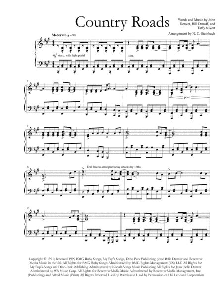 Download Take Me Home, Country Roads Piano Solo Sheet ...