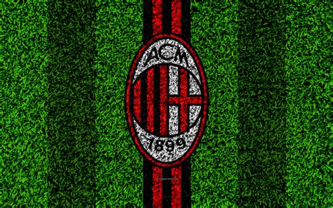 Download wallpapers AC Milan, 4k, logo, football lawn ...
