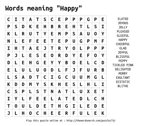 Download Word Search on Words meaning  Happy