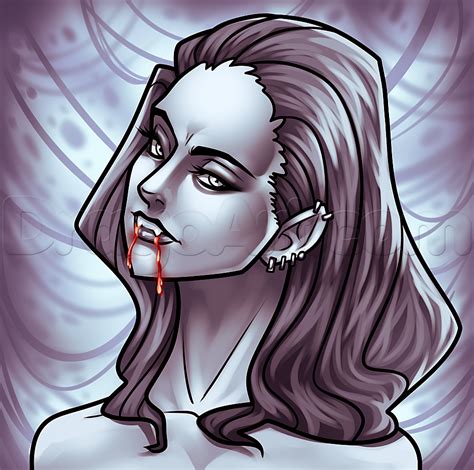 Drawing a Girl Vampire Face, Step by Step, Vampires ...