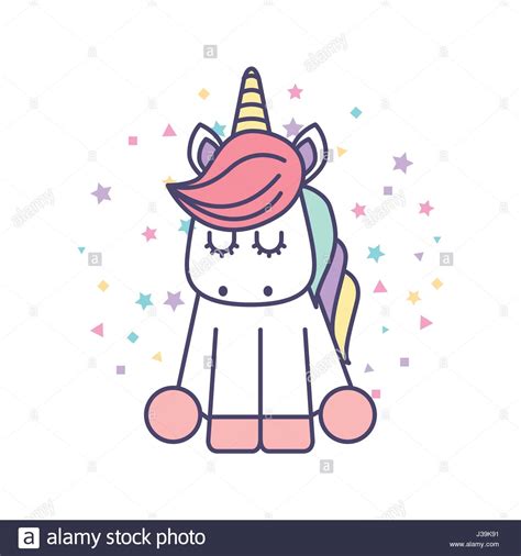 drawing cute unicorn icon Stock Vector Art & Illustration ...
