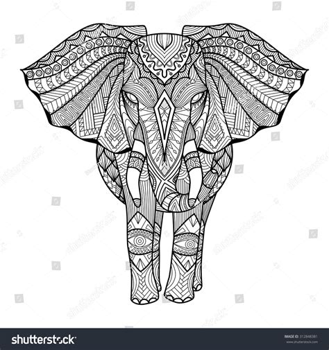 Drawing Unique Ethnic Elephant Print Patternlogoiconshirt ...