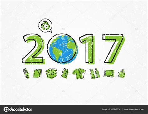 Earth 2017 con reciclaje signo vector ilustración ...