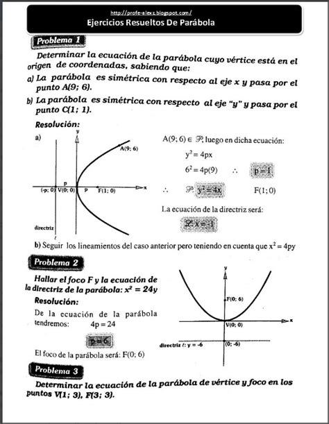 Ecuación de la Parabola   Problemas Resueltos   Geometria ...