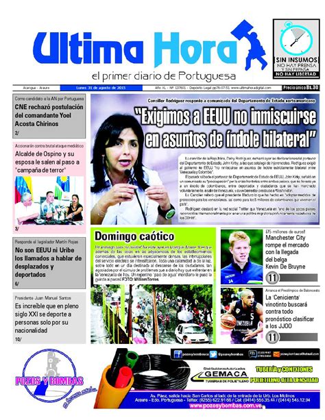 Edicion31 08 2015 by Ultima Hora   El primer diario de ...