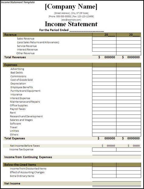 Editable Monthly Income Statement Template For Your ...
