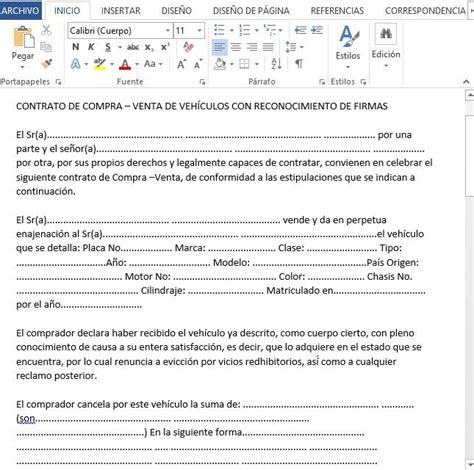 Ejemplo Contrato de Compra de Vehículos Usados | Cosas ...