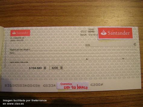 Ejemplo de cheque del BANCO SANTANDER | g | Pinterest | Cheque