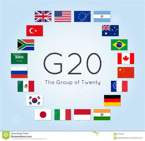 Ejemplo Del Vector De Las Banderas De Países G 20 El Grupo ...