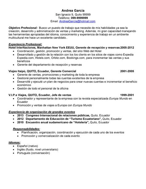 Ejemplos De Resume Para Trabajos | newhairstylesformen2014.com