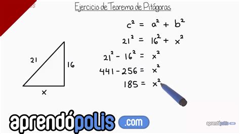 Ejercicio 2 de Teorema de Pitágoras   YouTube
