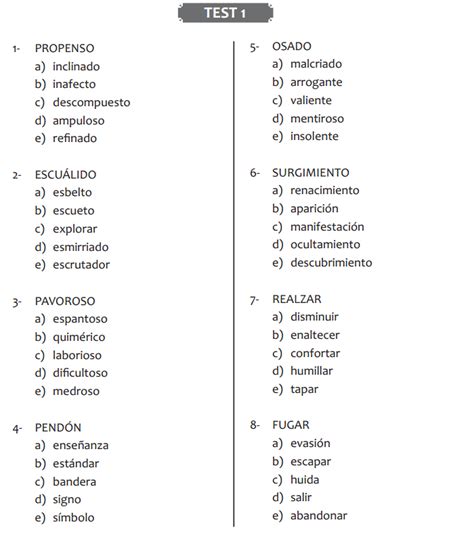 Ejercicios de Sinónimos y Antónimos PDF | Razonamiento Verbal