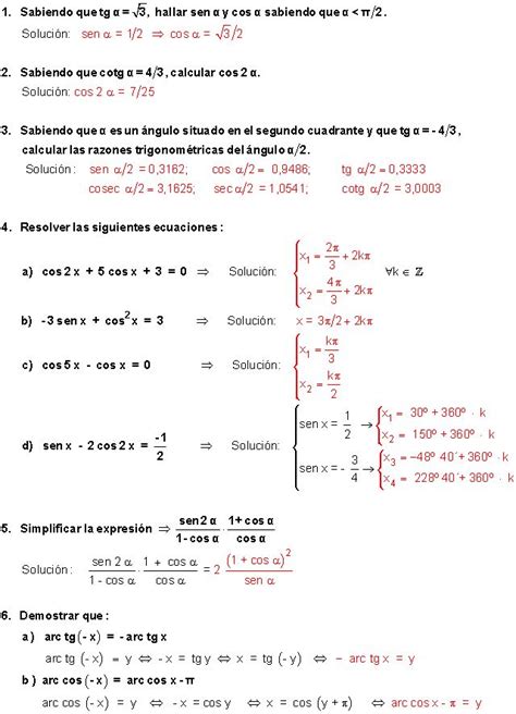 Ejercicios fórmulas trigonométricas | trigonometria ...